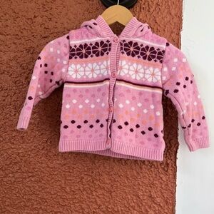 Pink Knit Hooded Sweater- 24 months